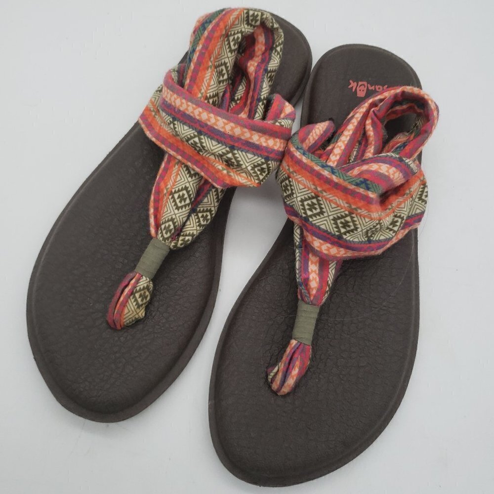 Sanuk Yoga Sling Sandals Women size 8 Geometric Aztec Print